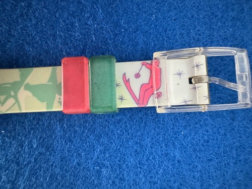 Reloj RELOJ Vintage 1991 Cara de Nieve Banda de Invierno Damas RARO ¡Nueva Batería Funciona! - Imagen 4 de 11