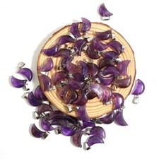 50pcs Natural Moon Amethyst Crystal Pendant Stone Charms for Jewelry Making Gift