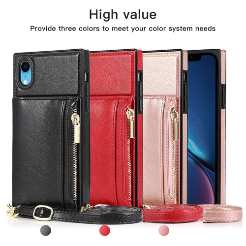 Zipper Cross Body Lanyard Wallet Phone Case for iPhone 15 16 & Samsung S24 S23 - Picture 2 of 19