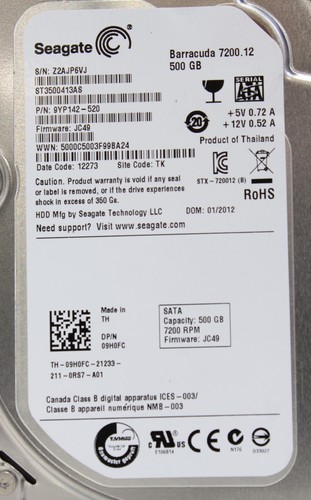 SEAGATE 7200.12 ST3500413AS 500GB 7200RPM 64MB CACHE 3.5" SATA PC Hard Drive HDD - Afbeelding 2 van 15