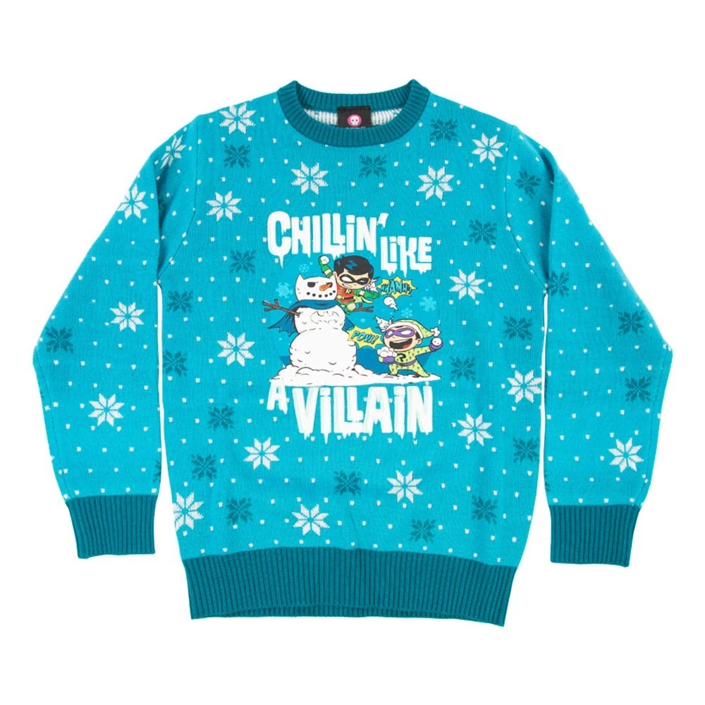 DC Comics Chillin Like a Villain 7-8 Ugly Christmas Sweater New Robin Joker