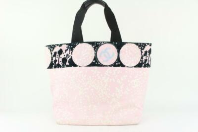 Chanel Pink x Black Terry Cloth CC Logo Tote Bag 929c97 | eBay