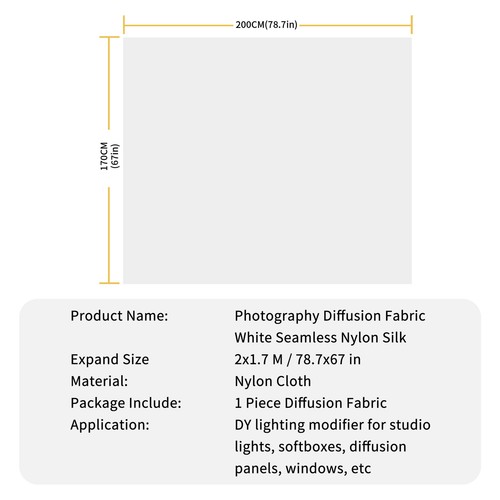 Diffusion Fabric Nylon Silk Seamless Light Modifier for Photography Lighting - Picture 14 of 16