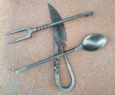 Medieval Cutlery Set Feasting Hand Forged Artisan Historic Spoon Set Feast Fork