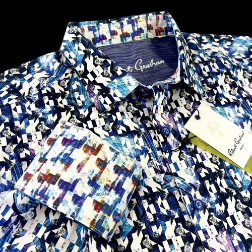 Robert Graham Geometric Paisley Colorful Vibrant Camo Gentlemen Bold Shirt 2XL - Picture 3 of 16