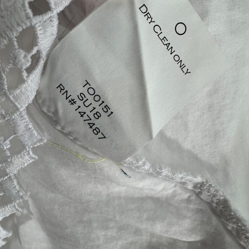 Draper James Women’s Size 0 White Gingham Lattice Pattern Double Bell Sleeve Top - Picture 8 of 11