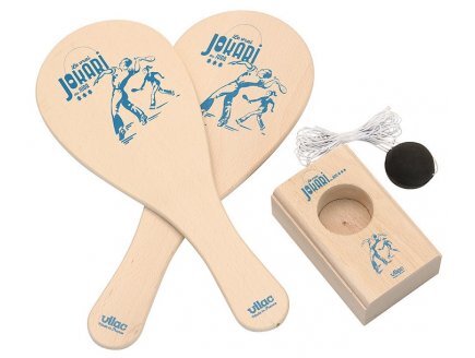 Jokari En Bois Du Jura - Jeu D'Adresse Plein Air - 2 Raquettes, Socle, Balle Élastique - Hêtre Massif - À Partir De 5 Ans