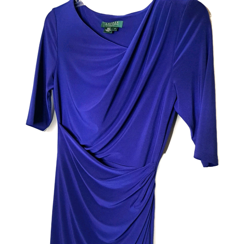 Lauren Ralph Lauren Gr. 2 Faux Wickelkleid Blau Stretch - Bild 4 von 13