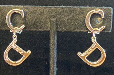 アクセサリー Christian Dior Logo Silver Earrings Christian Dior Silver Tone Monogram Logo Earrings RARE | eBay
