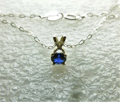 Sapphire Cubic Zirconia Sterling Silver Pendant Necklace by SmithSilver - Picture 4 of 8