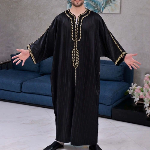 Mens Robe Muslim Clothing Saudi Arab Jubba Kaftan,Dishdash,Thobe,Long-Sleeve - Picture 29 of 36
