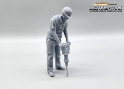 Figur 1/14 Arbeiter Presslufthammer Resin Lkw Truck Nutzfahrzeuge Baustelle