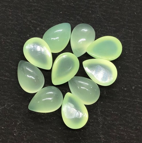 Piedra preciosa suelta con respaldo plano pera calcedonia prehnita natural AAA para hacer joyas - Imagen 5 de 17