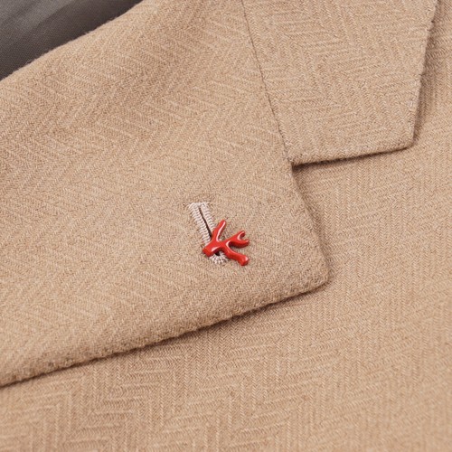 Isaia Napoli Camel Tan Herringbone Baby Camelhair Sport Coat 46R (Eu 56) NWT - Picture 4 of 12