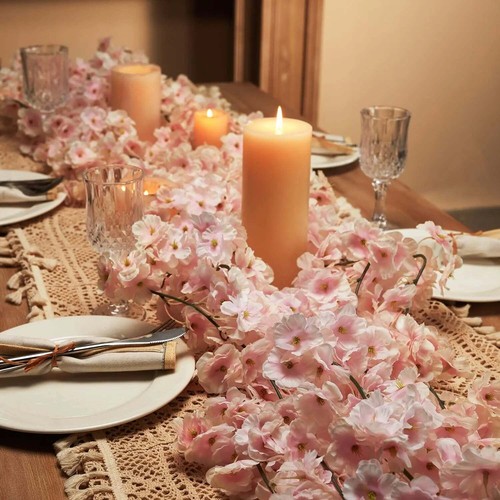 Cherry Blossom Garland Artificial Fake Flower Hanging Garland Home Decor Wedding - Picture 3 of 13