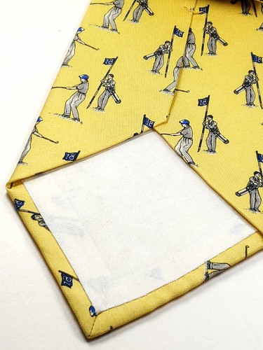 POLO RALPH LAUREN Vintage Handmade in USA 100% Seide Krawatte gelb GOLF Krawatte NEU - Bild 3 von 4
