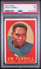 1958 TOPPS 42 EMLEN TUNNELL PSA 5