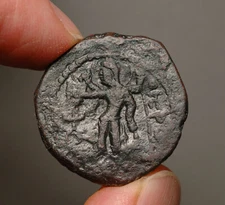 K12-121   KUSHAN, Huvishka, AE Tetradrachm,   Elephant rider /  4-armed Siva