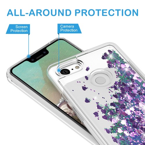 For Google Pixel 3 Quicksand Glitter Case W/ Glass Screen Protector - 第 2/7 張圖片
