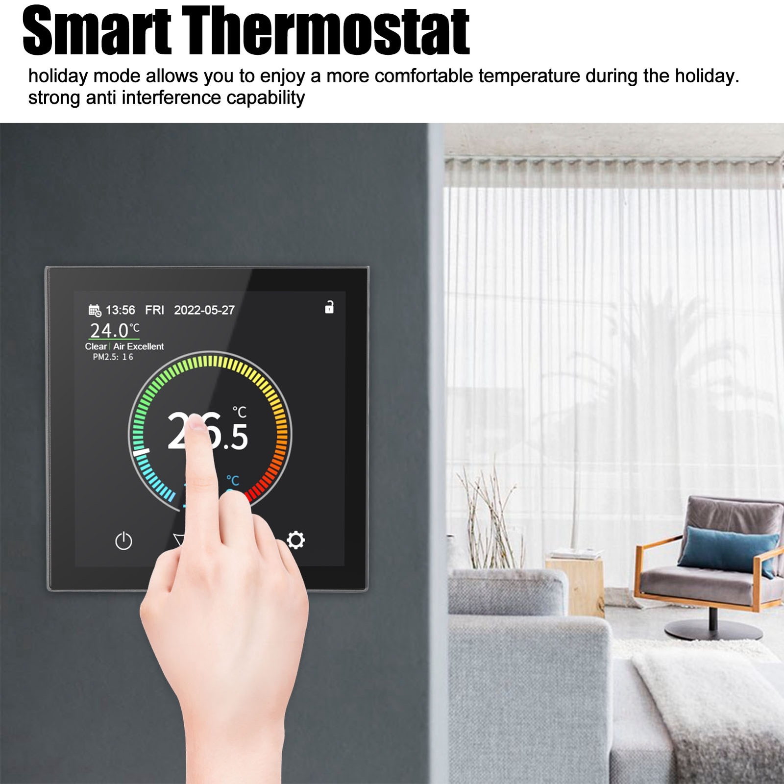 Smart Thermostat Color Screen Child Safety Lock Strong Anti Interference Home JY-image