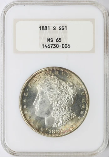 1881-S $1 Morgan Silver Dollar NGC MS65 Old Fat Holder