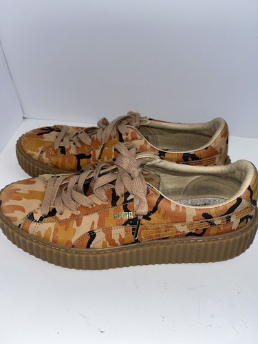 Puma Fenty by Rihanna Sued Orange Creeper Swag Camouflage Sneakers Women’s Sz 10 - Picture 8 of 15