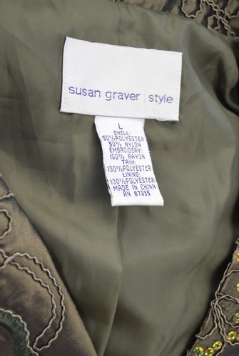 SG Susan Graver QVC Schimmer Blazer Anzug Jacke leichter Mantel Pailletten bestickt L - Bild 5 von 5