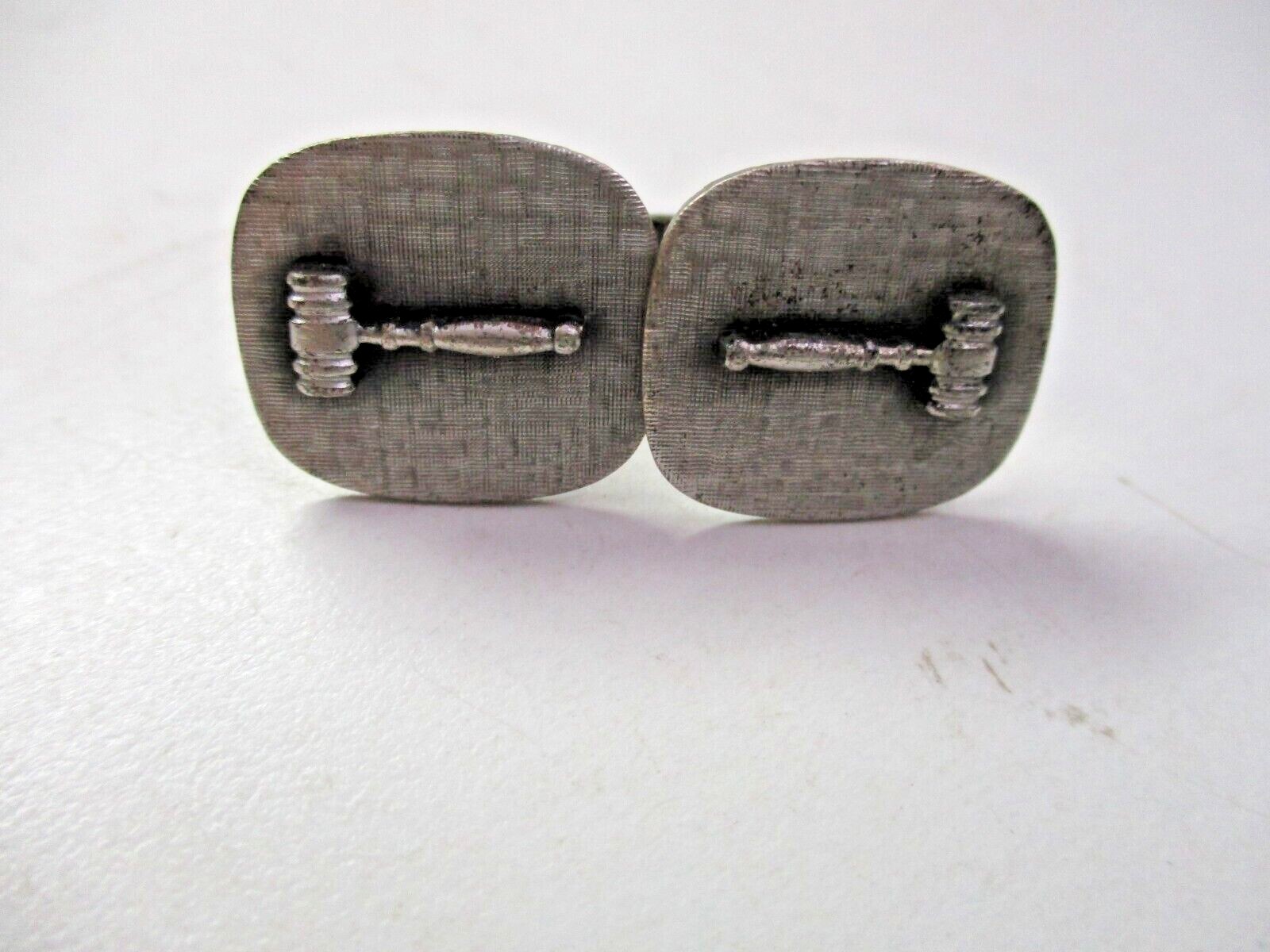 Esquire CuffLinks Judge Gavel on Ribbed Lines Silver Tone 13/16" Vtg MCM 2974381 eBay