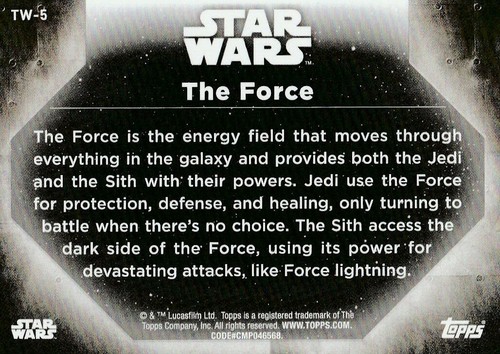 2021 Topps Star Wars Battle Plans Tools of Warfare The Force TW-5 - Picture 2 of 2