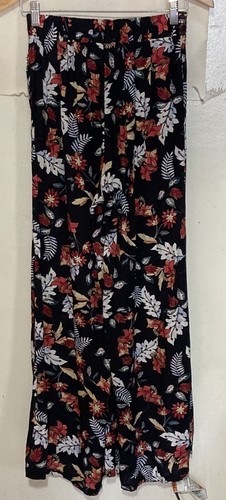 Pantalones de cintura bordados para mujer JAASE talla XS floral Palazzo pierna ancha J203 - Imagen 2 de 4