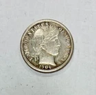 1906 Silver Barber Dime, AU Details, Whizzed