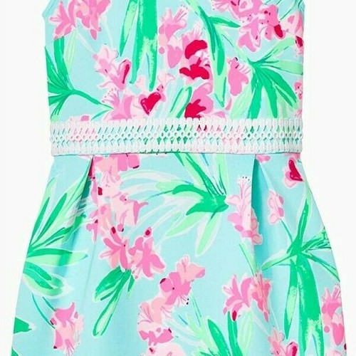 NEW Lilly Pulitzer GIRLS LEESI DRESS Aqua AL Fresco Isnt She Lovely Pink 10 12 - Picture 4 of 16