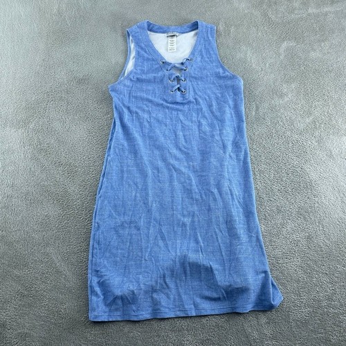 Tommy Bahama Blue Sleeveless Lace-Up Casual Dress L/G Nylon Spandex 3464