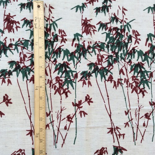 Vintage Bamboo Fabric Natural Linen Brown Green 50” X 143” 4 Yards Plant Tree - Picture 5 of 8