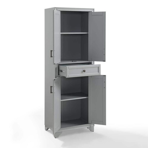 CROSLEY FURNITURE Pantry Cabinet Tara Distressed Gray Adjustable Shelve + Drawer - Picture 6 of 8