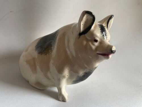 A gloucester blackspot pig moneybox crazed old staffordshire pottery piggy bank - Picture 1 of 12