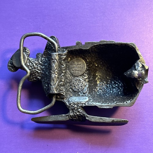 FISHING ROD REEL CUT OUT BELT BUCKLE! VINTAGE! RARE! BERGAMOT BRASS WORKS! 1981 - Picture 2 of 7