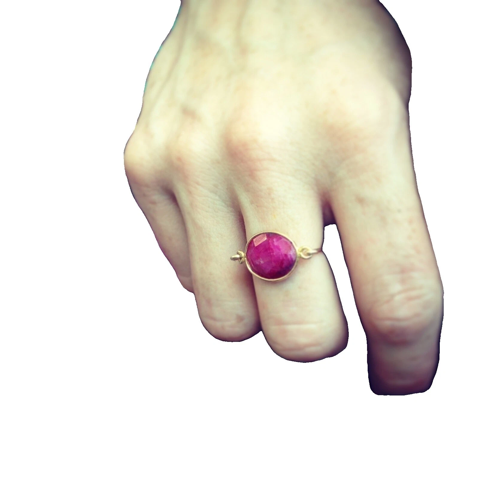 Ruby Stone Yellow Gold Filled Fashion Rings