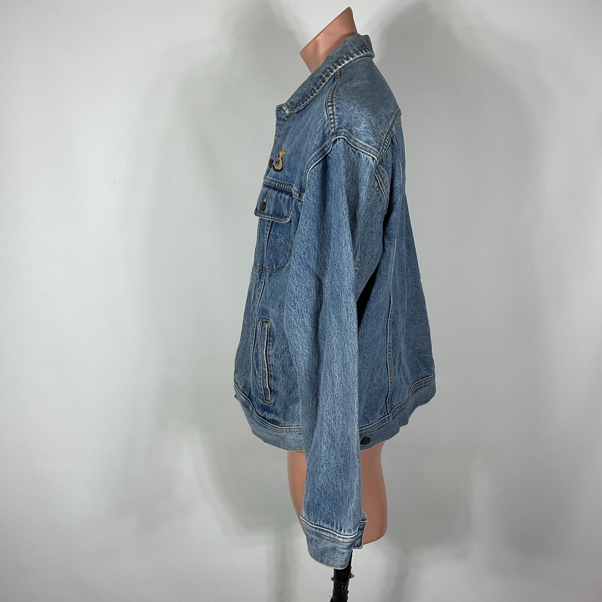 VTG 80s 90s Lee Denim Jean Jacket Embroidered Gold Star