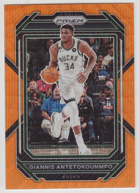 2022-23 Panini Prizm Bucks Giannis Antetokounmpo #96 Orange Wave Prizm 59/60