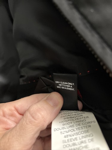 Saks Fifth Avenue Over Coat Men’s Black Wool Cashmere Blend Removable Bib Small - Picture 11 of 13
