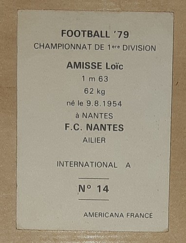 Loïc Amisse - Carte Americana Frankreich Nr. 14 - Football 79 - F.C. Nantes - Bild 2 von 2