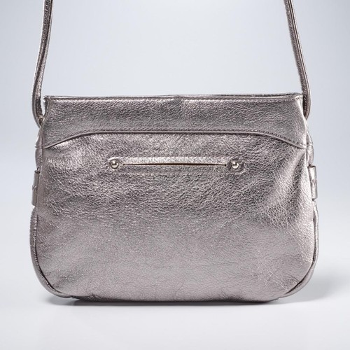 B Makowsky Blue Silver Metallic Genuine Leather Crossbody Evening Bag Purse 9x7 - Picture 3 of 6