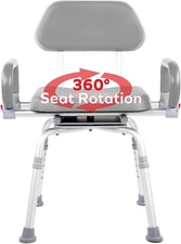 Revolution Pivoting Shower Chair for Bathtub, Adjustable Swivel Seat -  Gray