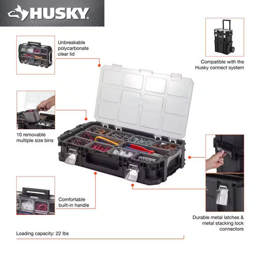 Husky Connect 10-Compartment Small Parts Organizer (2-Pack) - Picture 2 of 7
