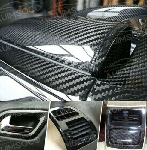 7D Car Interior Wrap Sticker Glossy Carbon Fiber Vinyl Film Car Auto Accessories - Picture 1 of 24