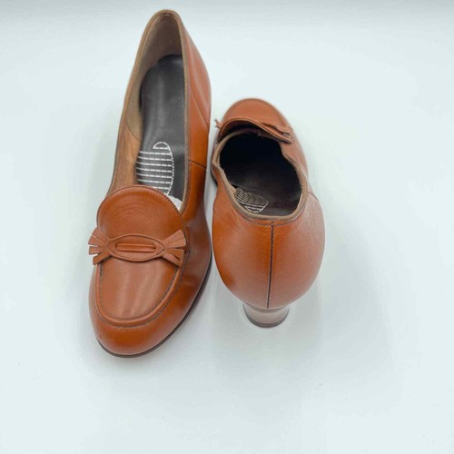 Tacones para mujer Velvet Step vintage década de 1950 cuero marrón bronceado talla 6,5 B 7 - Imagen 7 de 12