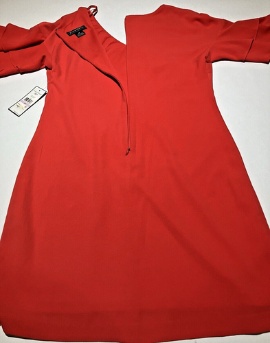 Jessica Howard Petite red v neck layered ruffle short sleeve dress 6P - Picture 13 of 17