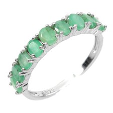 925 Sterling Silver Ring Oval Emerald Natural Gemstone Jewelry Size 8