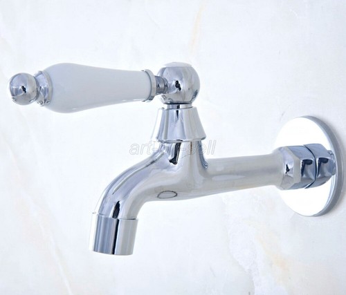 Polished Chrome Ceramic handle Wall Mount Mop Pool Faucet Sink Faucet aav161 - Picture 6 of 8